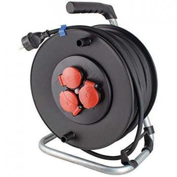 AS Schwabe 230mm Heavy-Duty Cable Reel with 25m H07RN-F3G1.5, IP44 Protection