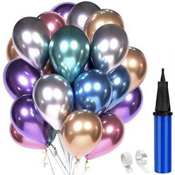 Hotelvs 60 Piezas Globos Decoracion Cumpleaños, 12 Globos de Colores Metalizados de Látex para Bodas, Fiestas de Cumpleaños Bodas Aniversario Graduacion Fiesta