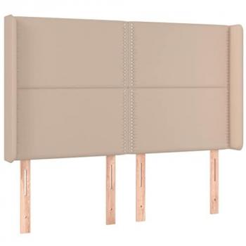 Cabecero con orejas en cuero sintético capuchino 147x16x118/128 cm