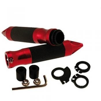 COPPIA MANOPOLE GAS MOTO SCOOTER SATURN NERO ROSSO GRIPS RED ADAPTORS