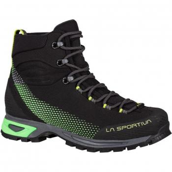 La Sportiva - Botas de alpinismo Trango Trk GTX para hombre, color Black-Flash Green, impermeables y transpirables con tecnología Gore-Tex, suela Vibram para tracción en terrenos irregulares
