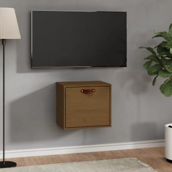 Armario de pared de madera maciza de pino 40x30x35 cm en Gris, Marrón miel y Negro - Mueble de Almacenaje Estantería para Oficina, Estudio y Dormitorio
