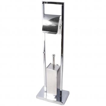 FRANDIS Eureka 191202 Pedal Combinado escobilla de baño y portarrollos Cromado-Chapado en Oro de Metal Cuadrado 25 cm x 17 cm x 82 cm