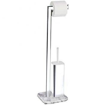 Wenko Onyx Juego De Pie para El WC, Acero, Plateado, 20x22x73 cm