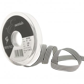 Cinta a rayas claras Berisfords 43152 de 25 m x 9 mm, color negro