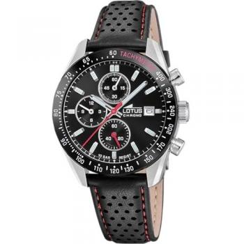 Reloj Lotus Chrono 18995/8 para Hombre con Correa de Piel Negra y Caja de Acero Inoxidable 316L