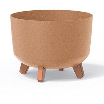Macetero Gracia Antracita con Relieve y Patas Extraíbles 29x29x22 cm, Capacidad 9,8 L
