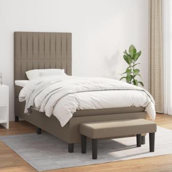 Marco de cama box spring con colchón de muelles en tela gris taupe 90x200 cm Tortorora