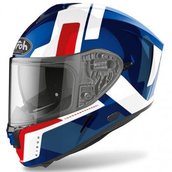 Airoh Casco Integral Spark Azul-Rojo con diseño aerodinámico, sistema de ventilación eficiente, interior desmontable y lavable, homologación ECE 22.05, peso ligero y pantalla anti-rayaduras