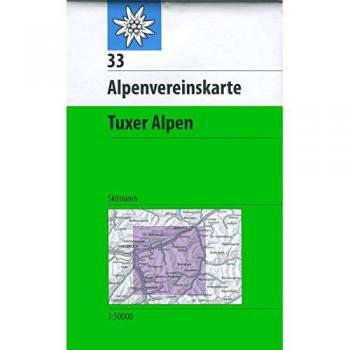 Mapa topográfico y de excursiones 33S Tuxer Alpen con rutas de esquí - Escala 1:50.000