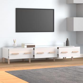 Mueble de TV de madera contrachapada pulida blanco, dimensiones 150x34,5x30 cm