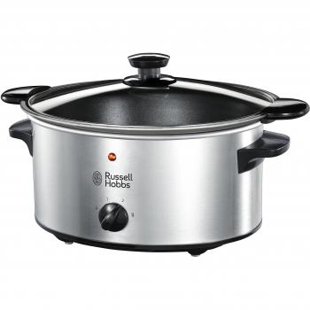 Olla de Cocción Lenta Russell Hobbs Cook@Home 22740-56, Capacidad de 3.5L, Acero Inoxidable, Tapa de Cristal, Fácil Limpieza y Cazuela Extraíble