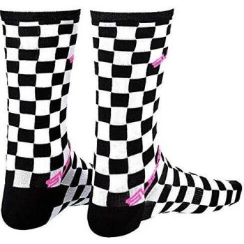 Supacaz Supasox Socken RAD Atmungsaktiv Füßlinge Strümpfe Fahrrad RAD Sport Nylon Unisex 37-47, SX, Farbe Checkers - Schwarz Weiß, Größe 37-42