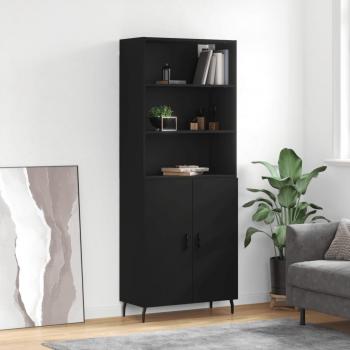 Aparador alto de madera contrachapada negro 69,5x34x180 cm