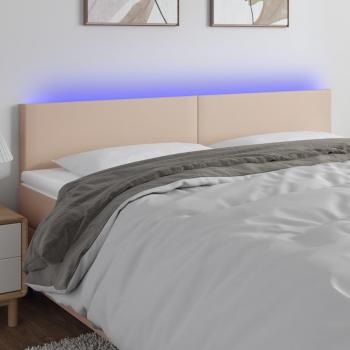 Cabecero con LED de cuero sintético color capuchino 200x5x78/88 cm