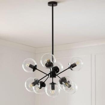 Lámpara Colgante Wassily 9 Focos de Metal y Cristal Negro - Diseño Contemporáneo para Salón y Dormitorio