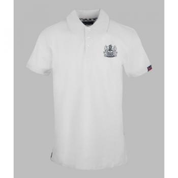 Aquascutum Men's Stretch Cotton White Polo Shirt with Lateral Logo