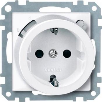 Merten 233819 Toma de Corriente Schuko con Protección Táctil, Polar Blanco Brillante, Sistema M