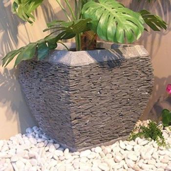Maceta tiesto jardinera moldeada pizarra 50 cm jardín piedra natural gris Wanda Collection