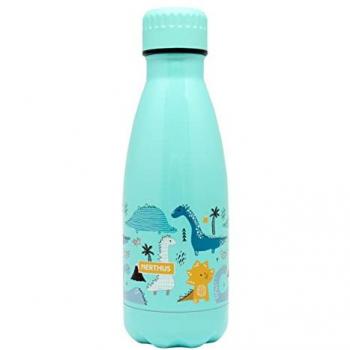 Botella Termo Doble Pared Dinos 350ml, acero inoxidable, capacidad de 350ml, diseño de dinosaurios, aislamiento al vacío para mantener la temperatura, tapa a rosca