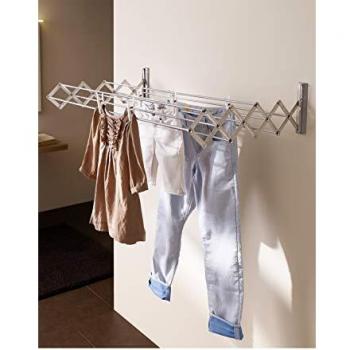 Secador de Ropa Pared Ruck Zuck 100, Aluminio, Extensible, 6.6 m de Longitud de Secado, Resistente a la Intemperie, Capacidad de Carga 20 kg,