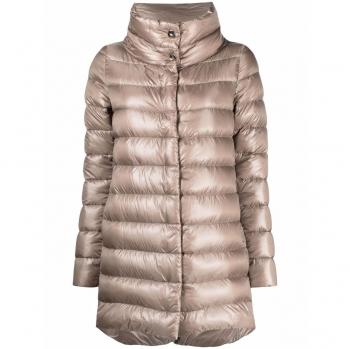 Herno Women's Amelia Midi Down Jacket in Dove Grey | Size 42 | PI0505DIC12017Z2600