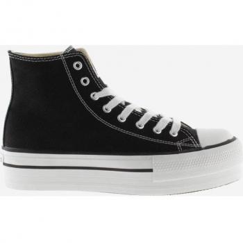 Zapatillas Victoria para Mujer Abotinadas de Lona con Doble Plataforma 1061101 en Color Negro
