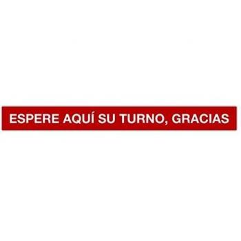 Apli 18596 tira de senalizacion adhesivaespere aqui su turno gracias pvc rojo y blanco 100 x 10 cm 180 zm