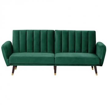 Sofá cama 3 plazas de terciopelo verde esmeralda convertible Vimmerby