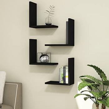 Estantería de pared en forma de L Broby (4 piezas) aglomerado 30 x 30 x 16 cm negro