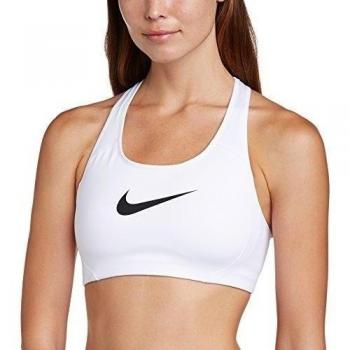 Nike High Compression Bra Swoosh - Sujetador para mujer, color blanco / negro, talla S
