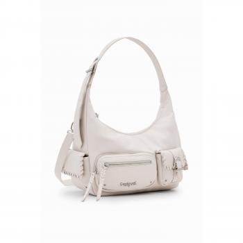 Desigual White Polyethylene Handbag - Shoulder Bag, Female, White, Size: ONE SIZE, Multiple Pockets