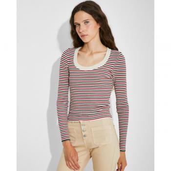 NAËLLE - Top de mujer de punto canalé de rayas