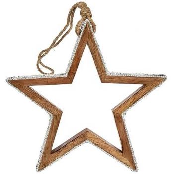 Adorno Navideño Estrella Purpurina Silueta 23 x 2,5 x 40 cm Plateado Madera