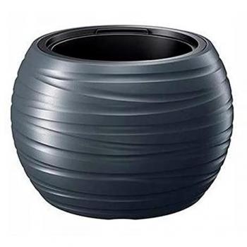 Maceta Redonda con Depósito 36L Maze Gris Piedra Plástico Resistente 43,6x43,6x29,9 cm