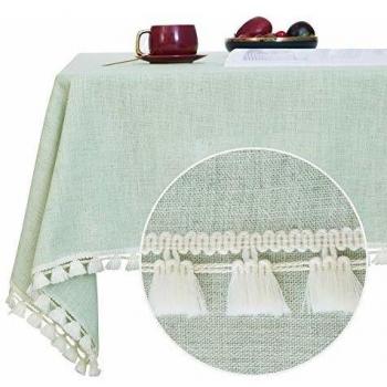 Deconovo Mantel Cocina Decorativo Mesa Rectangular Tela Impermeable 140x300cm Verde Claro