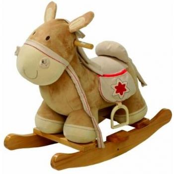 Caballo balancin Roba, balancin de madera tapizado, asiento con estribo, juguete balancin utilizable a partir de los 18 meses.
