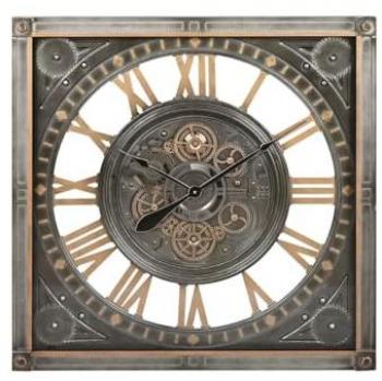 Reloj de Pared Home ESPRIT Gris Dorado Plateado con Cristal y Hierro 80 x 10 x 80 cm