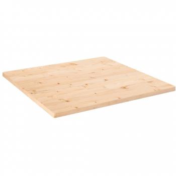 Mesa cuadrada de 90x90x2,5 cm en madera maciza de pino color marrón