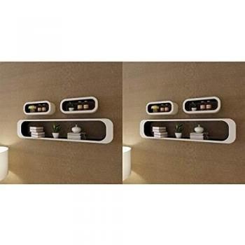 vidaXL 6X Estanterías de Cubos Pared Blanco y Negro Decoración Librería Diseño