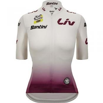 Santini Maillot Manga Corta Tour De France Femme Avec Zwift Mejor Jóven 2023 - Maillot blanco Tour de Francia 2023 Líder Clasificación Jóvenes mujer - Corte Sleek - M