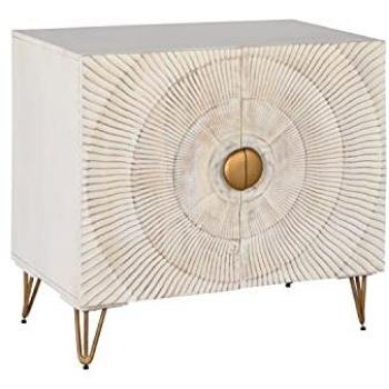 Aparador DKD Home Decor de metal y madera de mango en colores blanco, negro y dorado, dimensiones 81 x 45 x 75 cm