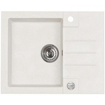 Fregadero de Granito Alveus Rock 30 Blanco con Área de Secado Reversible para Instalación Bajo Encimera 595x475mm