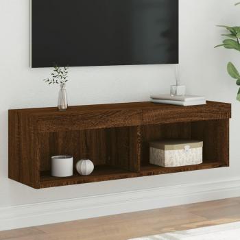 Soporte de TV con luces LED en roble marrón claro 100x30x30 cm
