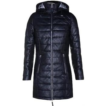 Infinity Women's Black Leather Quilted Puffer Parka Jacket - Size 20 UK / EU 48