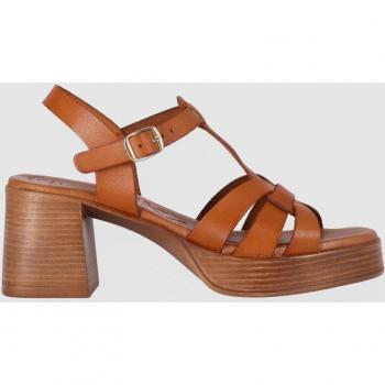 Sandalia de Plataforma de Cuero para Mujer TREVI 05 con Hebilla - Color Marrón