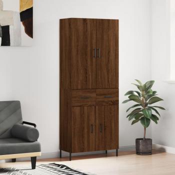 Armario Aparador Alto de Madera Multicapa Contrachapada en Color Marrón Roble 69,5x34x180 cm