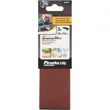 Black&Decker X33071-XJ - Set de 3 bandas de lija de grano 80, 65x410mm