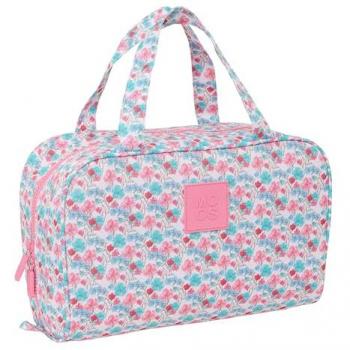 Neceser de Viaje Rectangular Reciclado Moos Flores Multicolor 31x14x19 cm, Adaptable a Carro, Ideal para Niños de 5 a 14 Años