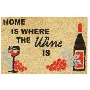 Felpudo Antideslizante 'El Hogar es Donde Está el Vino', 40 x 60 cm, Fibra de Coco Natural con Base de PVC